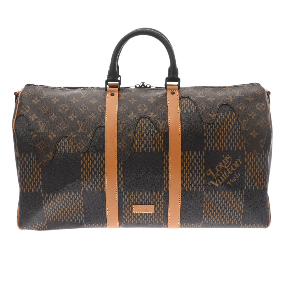 LOUIS VUITTON ルイヴィトン ダミエ ジャイアント キーポルバンドリエール50 NIGOコラボ ブラウン N40360 メンズ ダミエジャイアントキャンバス ボストンバッグ 未使用 