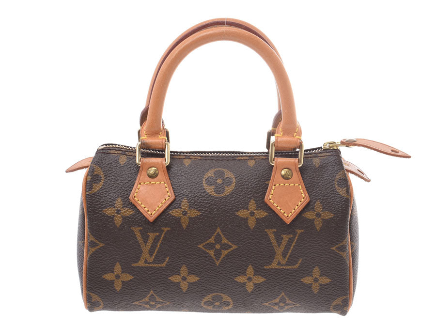 ルイヴィトン モノグラム ミニスピーディ ブラウン M41534 レディース 本革 2WAYバッグ Bランク LOUIS VUITTON 別売りストラップ付 中古 