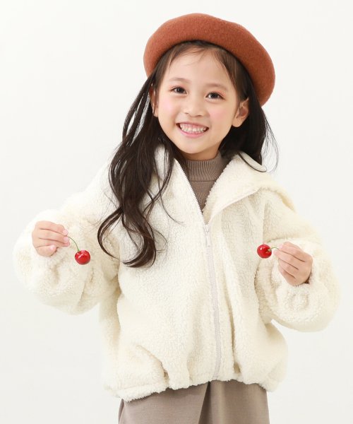 洗える プードルボア バルーンパーカー 子供服 キッズ 女の子 アウター ジャケット ブルゾン