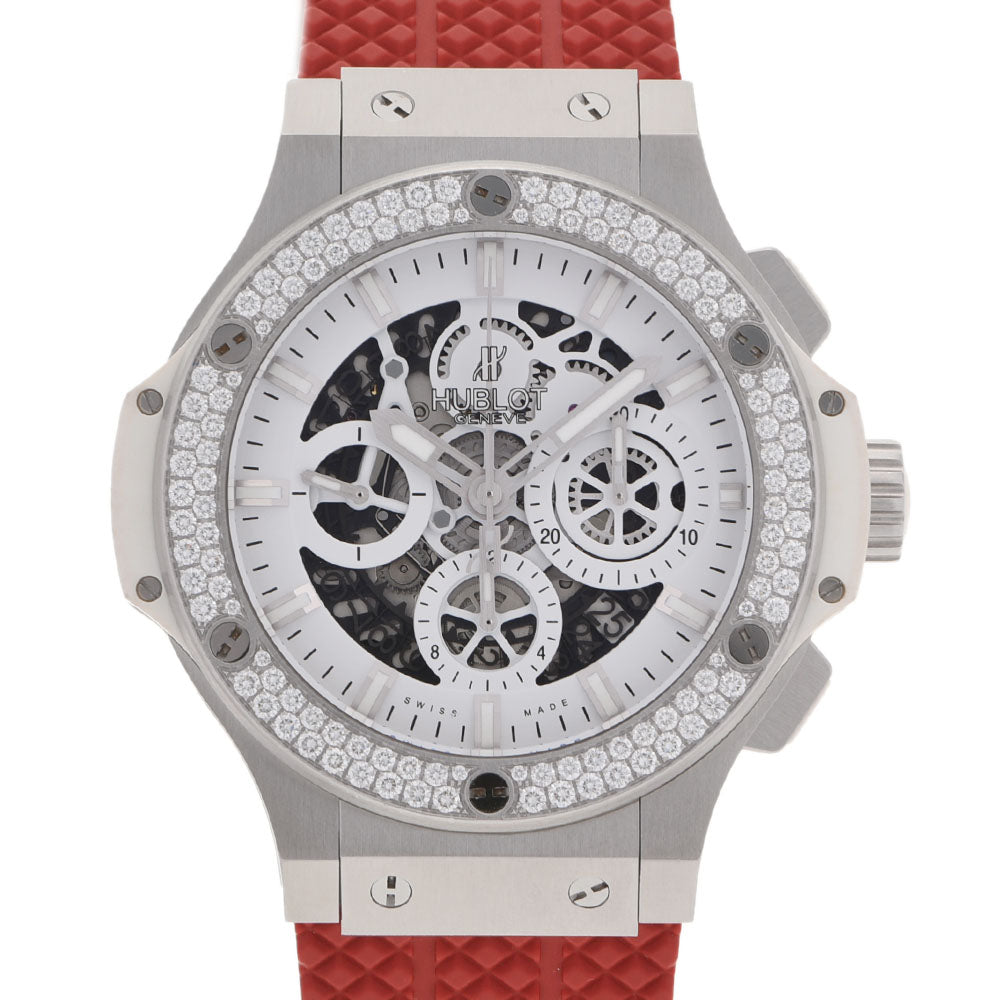 HUBLOT ウブロ ビッグバン アエロバン オールホワイト ベゼルダイヤ 311.SE.2010.RW.1104.JSM.12 メンズ SS/ラバー 腕時計 自動巻き 白/スケルトン文字盤 Aランク 中古 