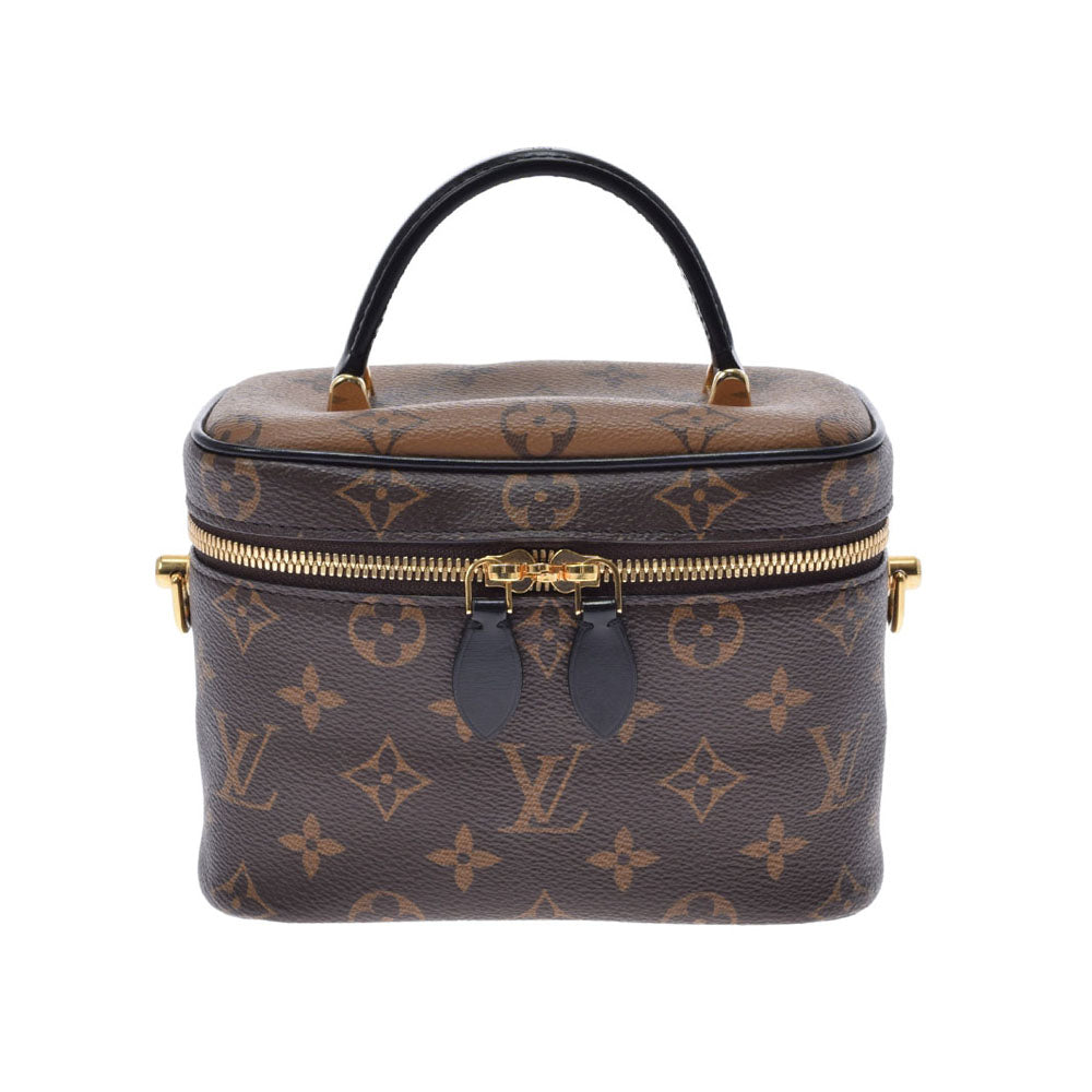 LOUIS VUITTON ルイヴィトン モノグラム リバース ヴァニティ NV PM 2WAY キャメル系/黒 M45165 レディース モノグラムキャンバス ハンドバッグ Aランク 中古 