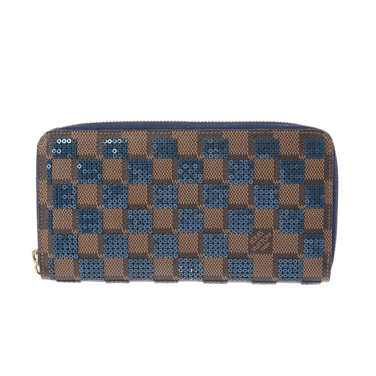 LOUIS VUITTON ルイヴィトン ダミエ ダミエ パイエット スパンコール ジッピーウォレット ブラウン/ブルー N63172 レディース ダミエキャンバス スパンコール 長財布 ABランク 中古 