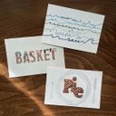 文字の刺繍のポストカード　3枚セット【文字】送料込み