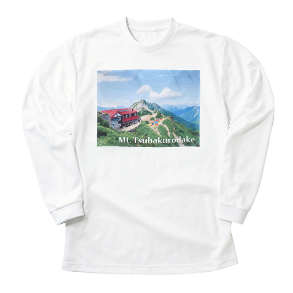 燕岳 燕山荘 長袖Tシャツ ホワイト ドライ 吸水速乾 山 登山