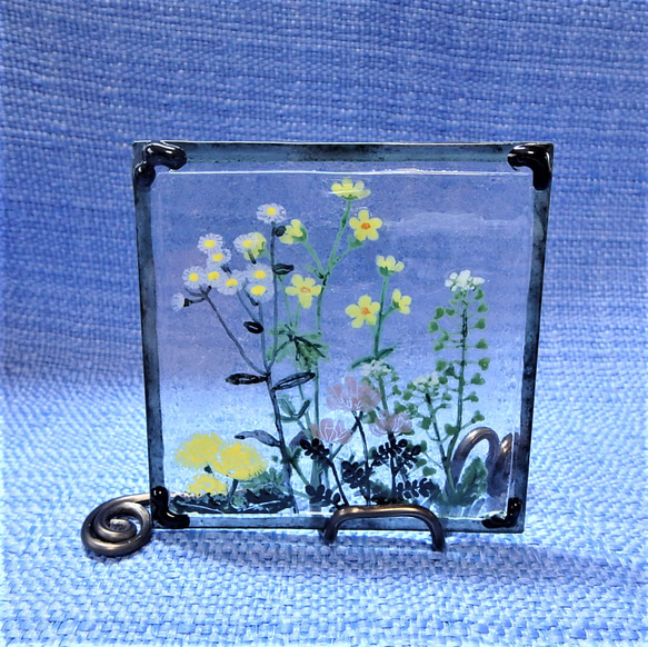 【野の花～春A～】GLASS－mini絵画 2023春 額 窓辺 インテリア