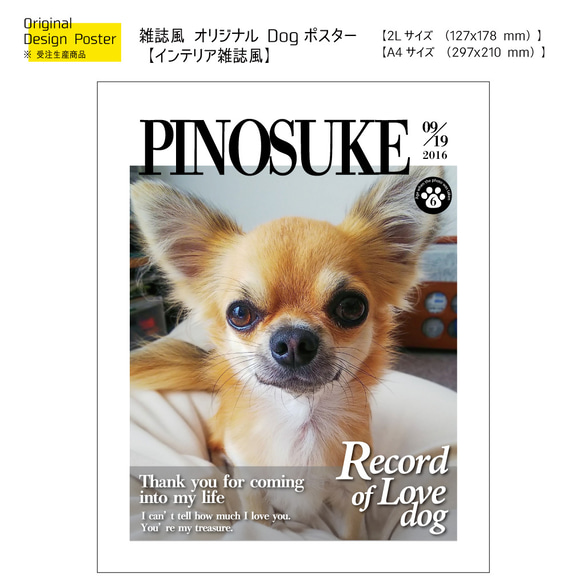 うちのDog　オーダーメイドポスター（インテリア雑誌風）  業務用印刷機/高画質仕上がり　メール便対応 /犬