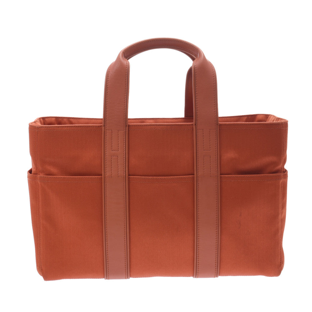 HERMES エルメス アカプルコMM ブリック レディース トワルシェブロン/レザー ハンドバッグ ABランク 中古 