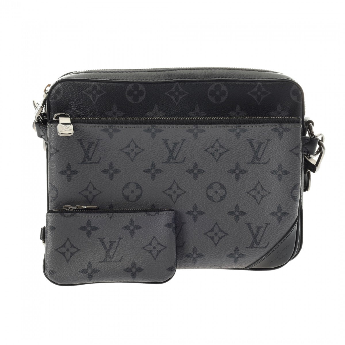 LOUIS VUITTON ルイヴィトン モノグラムエクリプス トリオメッセンジャー 黒/グレー M69443 メンズ モノグラムエクリプスキャンバス ショルダーバッグ ABランク 中古 