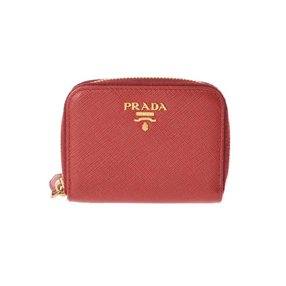 PRADA プラダ 赤 ゴールド金具 レディース サフィアーノ コインケース Bランク 中古 