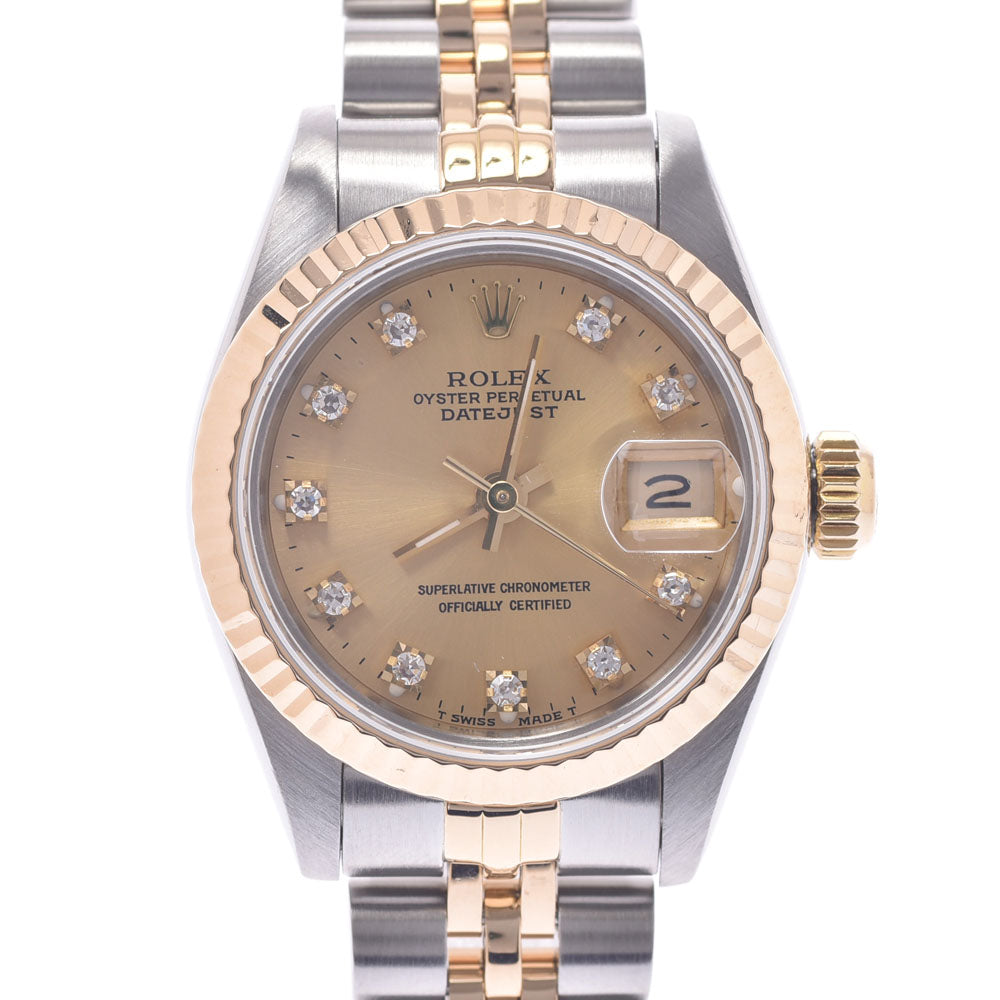 ROLEX ロレックス デイトジャスト 10Pダイヤ  69173G レディース YG/SS 腕時計 自動巻き シャンパン文字盤 ABランク 中古 