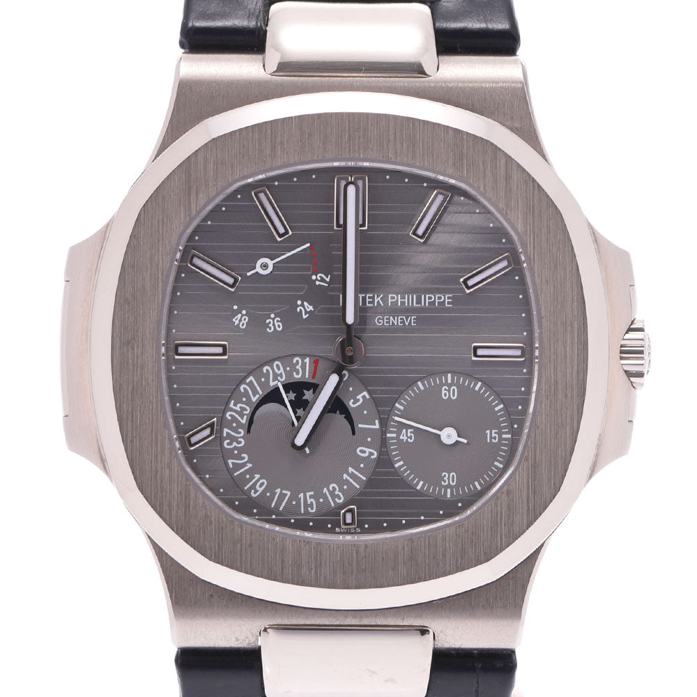 PATEK PHILIPPE パテックフィリップ ノーチラス 5712G-001 メンズ WG/革 腕時計 グレー文字盤 Aランク 中古 