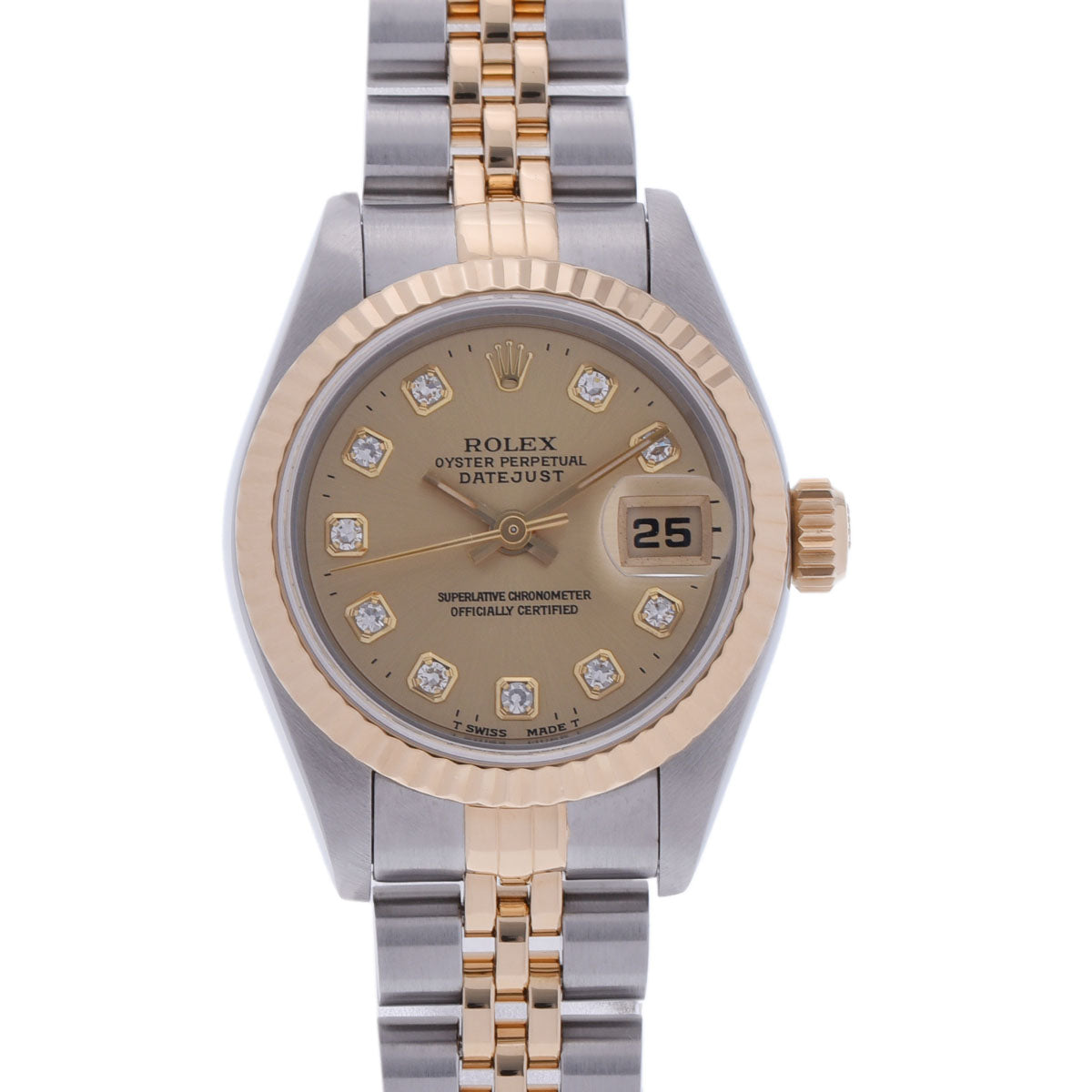 ROLEX ロレックス デイトジャスト 10Pダイヤ 69173G レディース YG/SS 腕時計 自動巻き シャンパン文字盤 Aランク 中古 