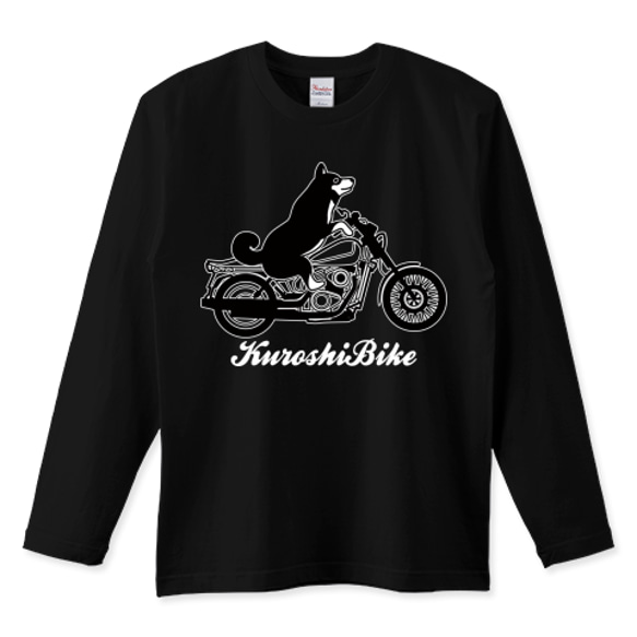 柴犬バイク長袖黒Tシャツ「KuroshiBike」