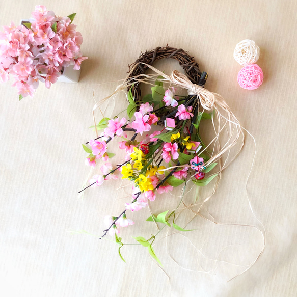 桜と菜の花 春のリース