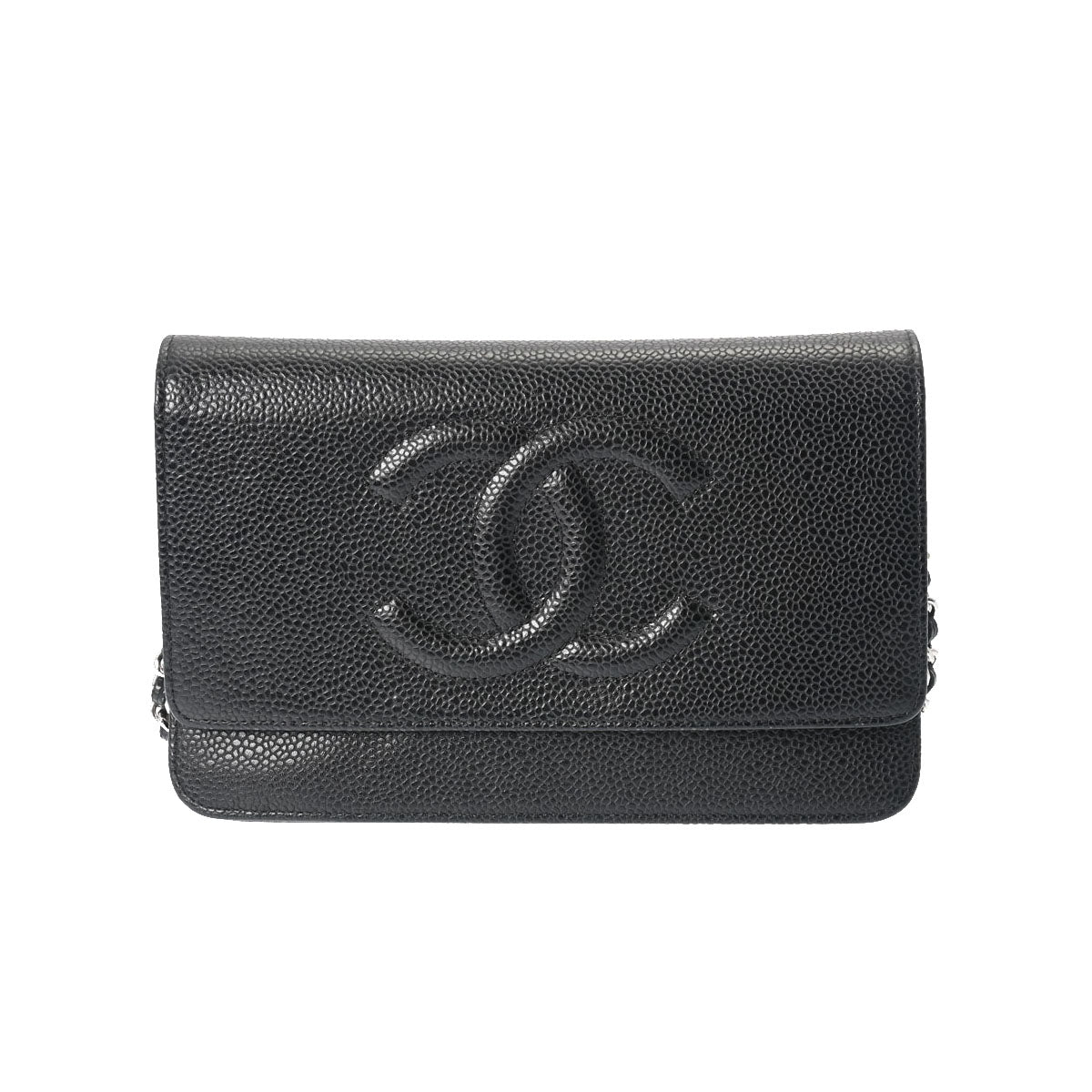 CHANEL シャネル チェーンウォレット ココマーク 黒 シルバー金具 A48654 レディース キャビアスキン ショルダーバッグ Aランク 中古 