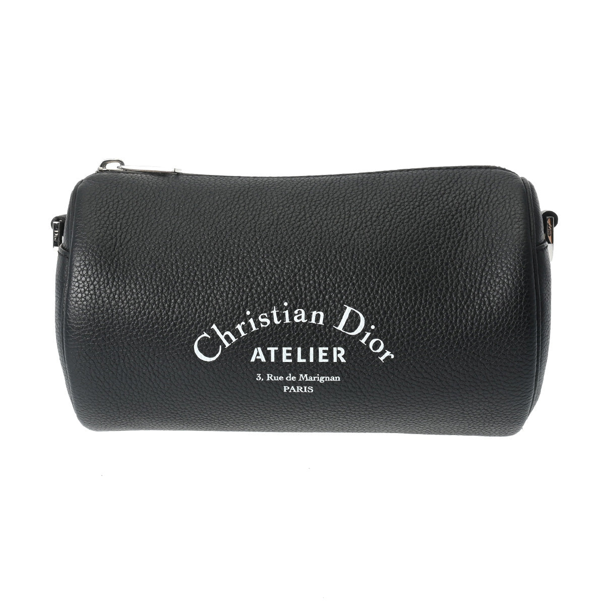 CHRISTIAN DIOR クリスチャンディオール アトリエ ローラー ドラム  黒 シルバー金具 1ATP0061 レディース レザー ショルダーバッグ Aランク 中古 