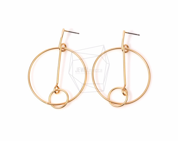 ERG-519-MG【2個入り】ダブルリングピアス,Double Ring Earring Post