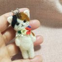 受注制作　羊毛にゃんこのマスコット(三毛猫)　羊毛フェルト