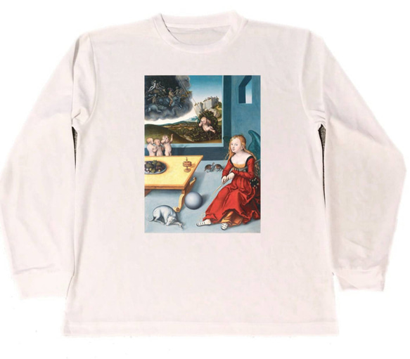 ルーカス・クラナッハ　ドライ　Tシャツ　名画　絵画　アート　グッズ　クラナハ　メランコリー　クラーナハ　　ロング　ロンT