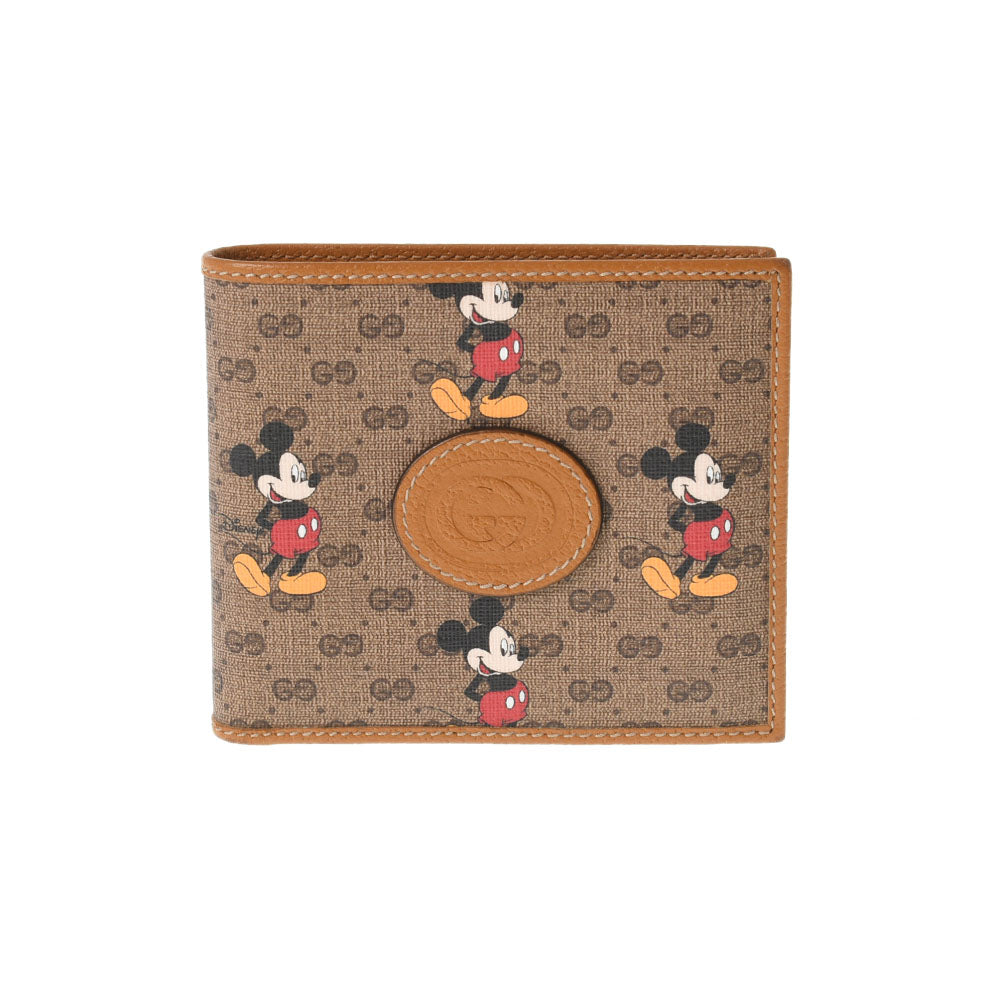 GUCCI グッチ DISNEYコラボ ブラウン ベージュ 602549 メンズ GGスプリームキャンバス  二つ折り財布 Aランク 中古 