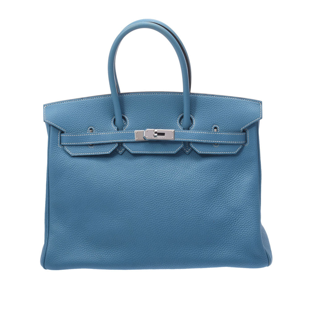 HERMES エルメス バーキン 35 ブルージーン シルバー金具 □I刻印(2005年頃) ユニセックス トゴ ハンドバッグ ABランク 中古 