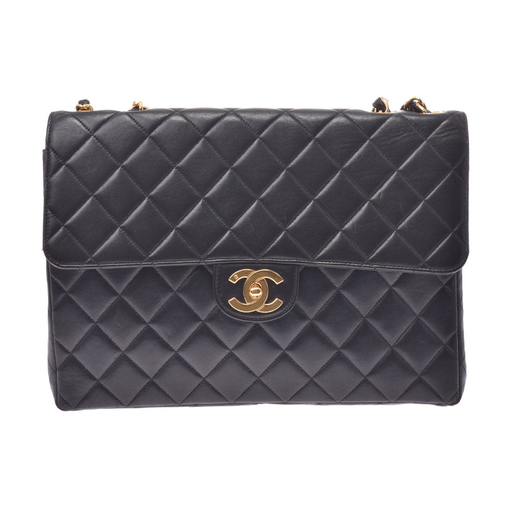 CHANEL シャネル チェーンショルダーバッグ 黒 ゴールド金具 レディース ラムスキン ショルダーバッグ ABランク 中古 