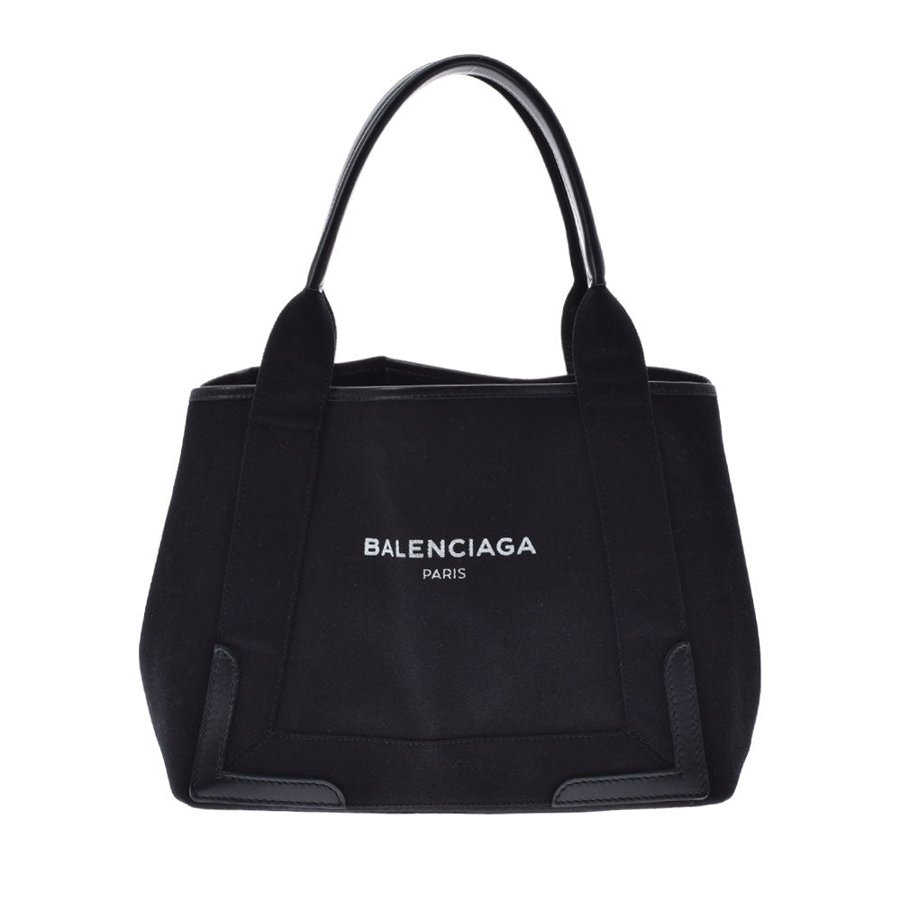 BALENCIAGA バレンシアガ ネイビーカバ S 黒 339933 レディース キャンバス/レザー ハンドバッグ ABランク 中古 