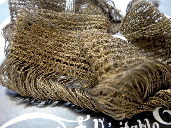 *♥Art Deco Antique Metal Thread Lace Trim Bronze Gold♥*