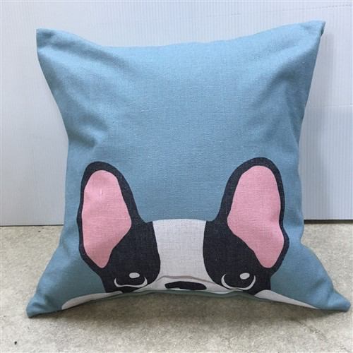 クッションカバー ファスナー付き フレンチブルドック柄 約45X45cm