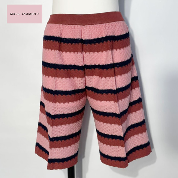 サマーニット✿赤＆ピンク ストライプ ハーフパンツ　344 DARK RED PINK STRIPE HALF P