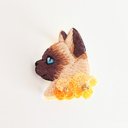 ねことお花 刺繍ブローチ 横顔シリーズ第4弾