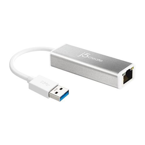 j5create JUE130 USB 3.0 Gigabit Ethernet Adapter シルバー