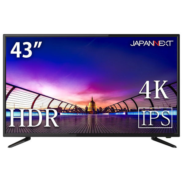 JAPANNEXT 43インチワイド液晶モニター JN-IPS4300UHDR 4K/HDMI/DisplayPort 1台（直送品） 大型モニター（直送品）