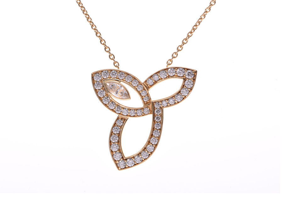 ハリーウィンストン リリークラスターネックレス レディース YG ダイヤ0.68ct 8.3g Aランク 美品 HARRY WINSTON 箱 ギャラ 中古 