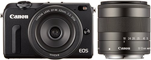 Canon ミラーレス一眼カメラ EOS M2 ダブルレンズキット(ブラック) EF-M18-55mm F3.5-5.6 IS STM EF-M22mm F2 STM付属 【中古品】