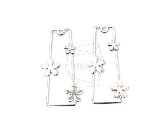 PDT-2250-R【2個入り】スクエアペンダント,Square Frame Flower Pendant