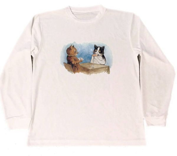 ルイス・ウェイン　猫　ドライ　ロング　Tシャツ　ロンT　ねこ　グッズ　アニマル　ネコ　絵画　名画　アート　ポーカー　トラ