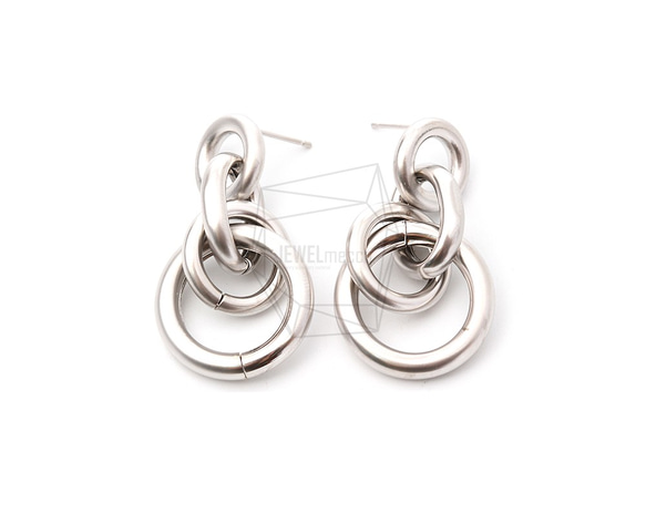 ERG-1038-MR【2個入り】リンクサークルピアス/Linked Circle Earrings Post Earr