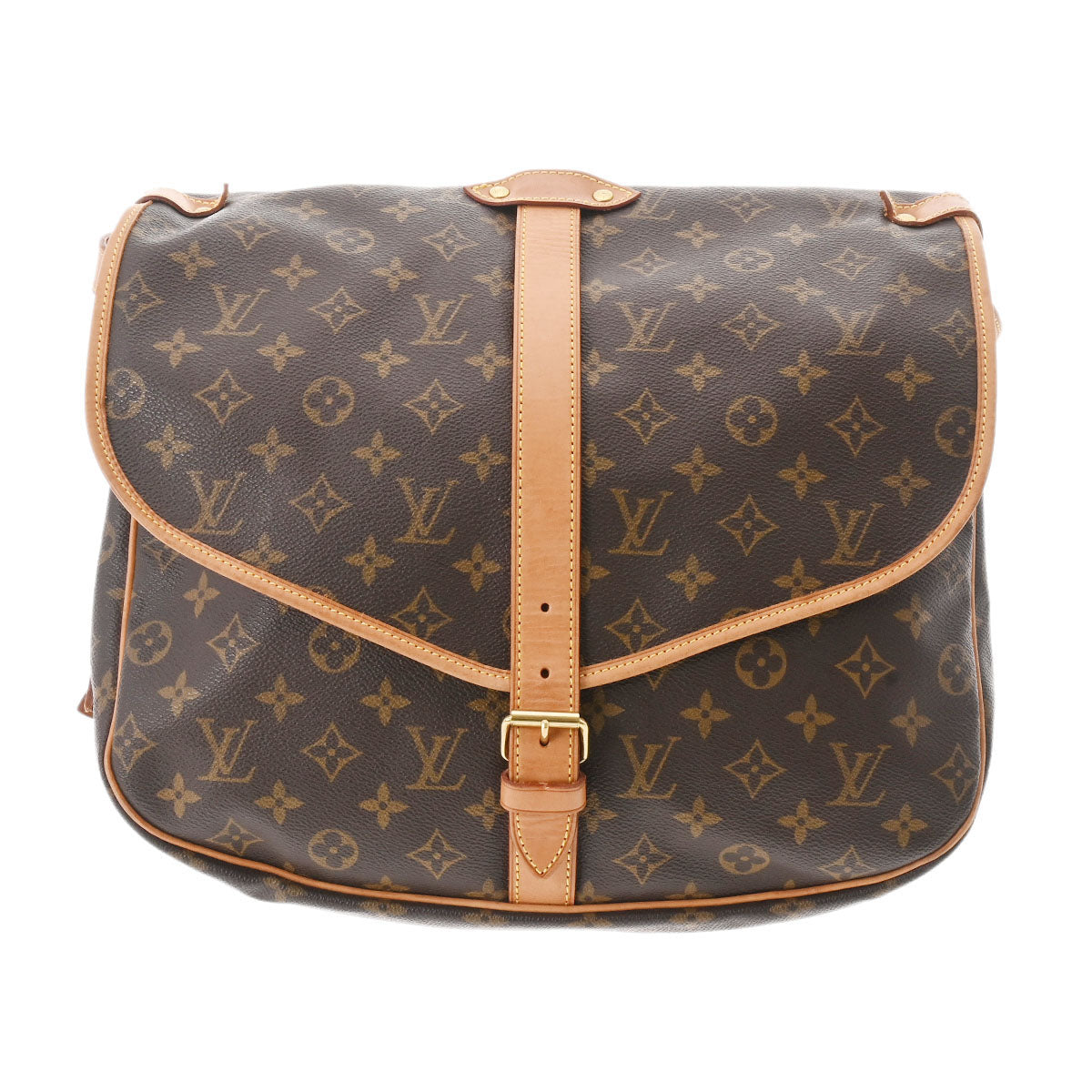 LOUIS VUITTON ルイヴィトン モノグラム ソミュール 35 ブラウン M42254 レディース モノグラムキャンバス ショルダーバッグ Bランク 中古 