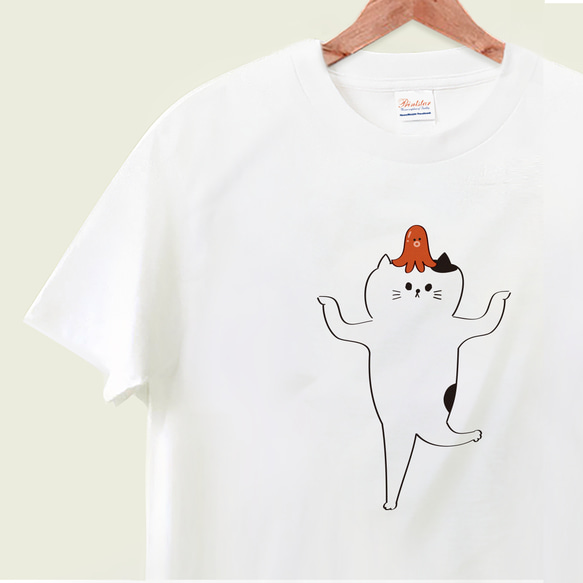 〈 ロンTへの変更もできます 〉たこさんウインナーとねこのTシャツ