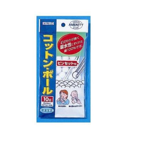 川本産業 コットン・ボール (ピンセット付) (10g) 【衛生用品】