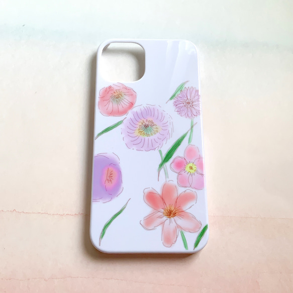 iphone13ケース　押し花風　ドライフラワー　花柄　花束　ピンク　かわいい　おしゃれ　韓国風　キレイ　自然