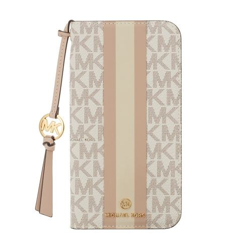 MICHAEL KORS MKSTTCVNLFLIP2261P iPhone 14 Pro用スマートフォンケース [ Vanilla ] ホワイト