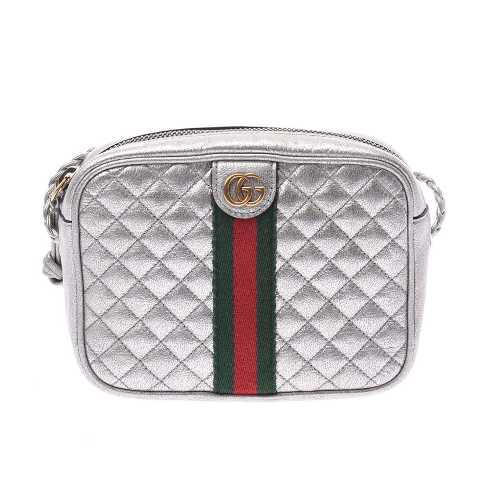 GUCCI グッチ GGマーモント ミニショルダー シルバー 536441 レディース カーフ ショルダーバッグ Bランク 中古 