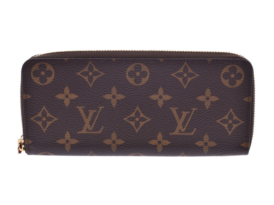 ルイヴィトン モノグラム ポルトフォイユ クレマンス フューシャ M60742 レディース 本革 長財布 Aランク 美品 LOUIS VUITTON 中古 