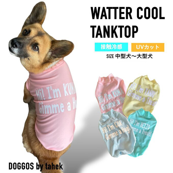 中型犬～大型犬服　冷感 タンクトップ　保冷剤　 cool ひんやり　ネームプリント　ウォータークール