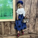 ポピーパーカーdollのハンドメイドお洋服＊長袖ブラウス&ドット柄ギャザースカート