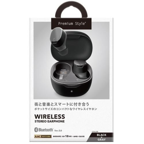 PGA PG-BTE14TW1BK Bluetooth(R)5.0搭載 トゥルーワイヤレスステレオイヤホン (ポケットサイズ) Premium Style ブラック×グレー