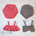 20cmぬいぐるみ用 着せ替え服 コスチューム ぬい服 格子柄 つなぎ 2点セット 2色