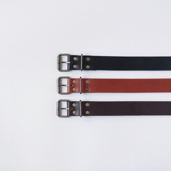 【送料無料】ローラーバックルレザーベルト「Roller buckle belt 30mm」